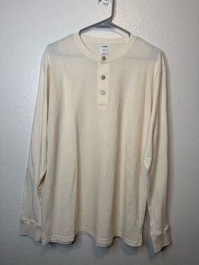 Goex Textured Cream Unisex Long Sleeve Eco Cotton Henley Size Medium Capsule